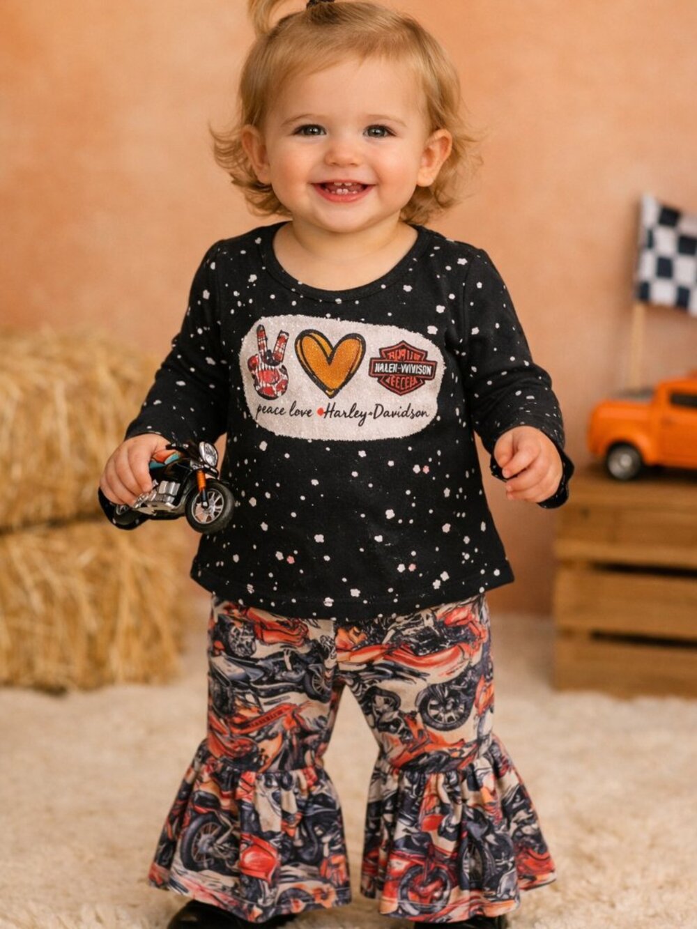 Girl Stylish Harley-Davidson Inspired Set – NWT – Size XXS (6–12 Months)